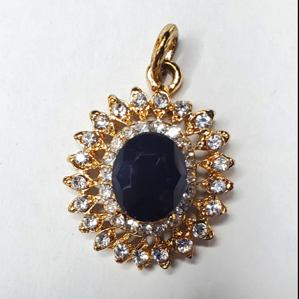 Purple crystal with white crystal pendant